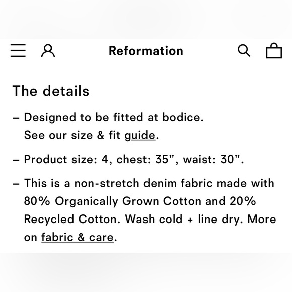 NWT Reformation Ophelia Denim Top in Keila Size 6 Vest - Picture 10 of 13